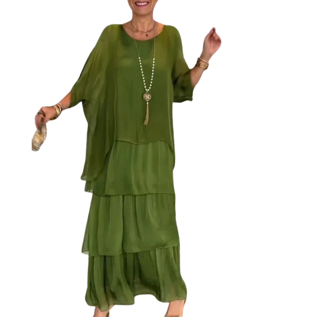 Weiches Damen-Maxikleid mit zarten Rüschen