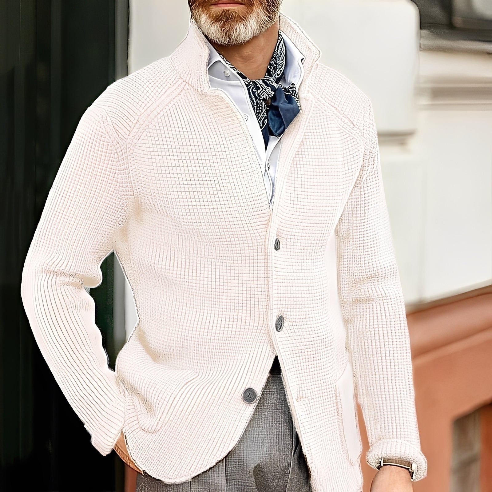 Krohn-e | Stylischer Cardigan mit Stehkragen für Männer