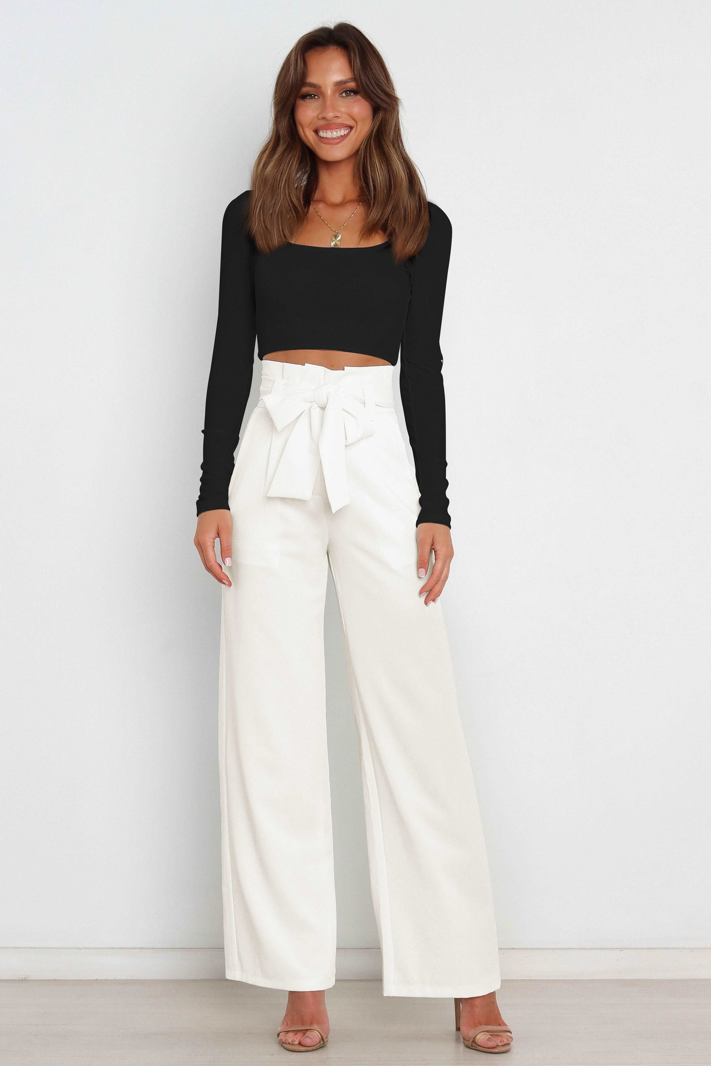 Krohn-e | Hohe Taille Paperbag Hose mit Schleifendetail
