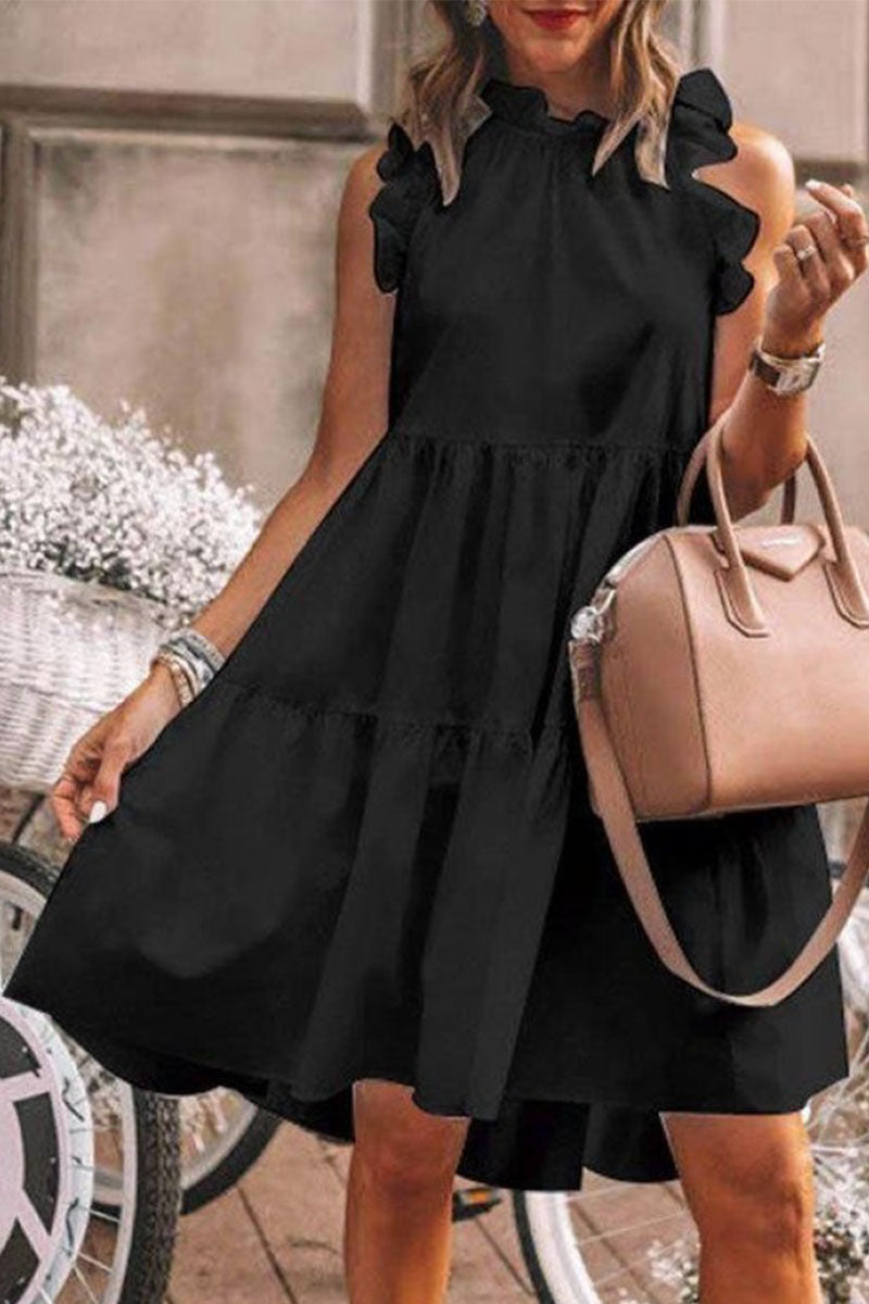 Qeturah: Ärmelloses Kleid mit Rundhals