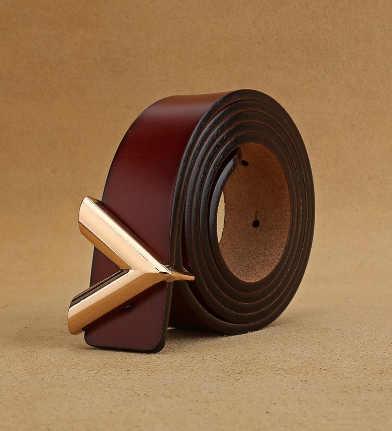 Damen Ledergürtel mit verstellbarer V-Schnalle von Adele