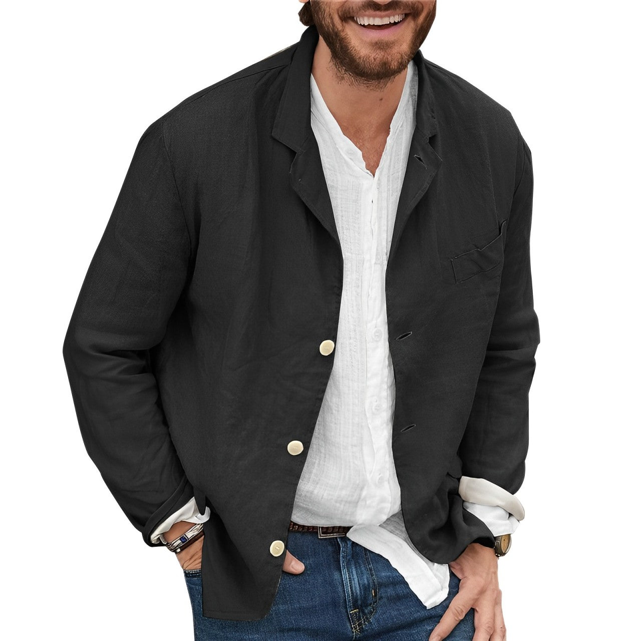 Stilvolle und bequeme Herren-Leinenjacke
