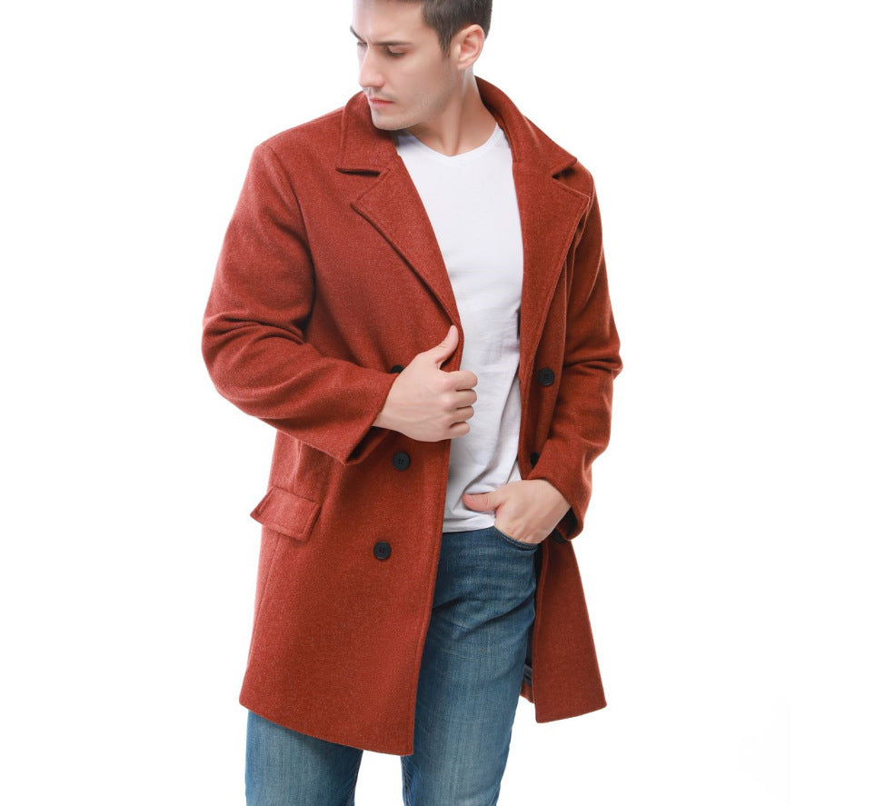 Herren stylischer Wollmantel mit doppelter Knopfreihe und breitem Revers Krohn-e