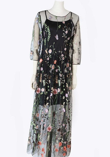 Fudus Boho Blumenkleid mit Mesh-Einsatz