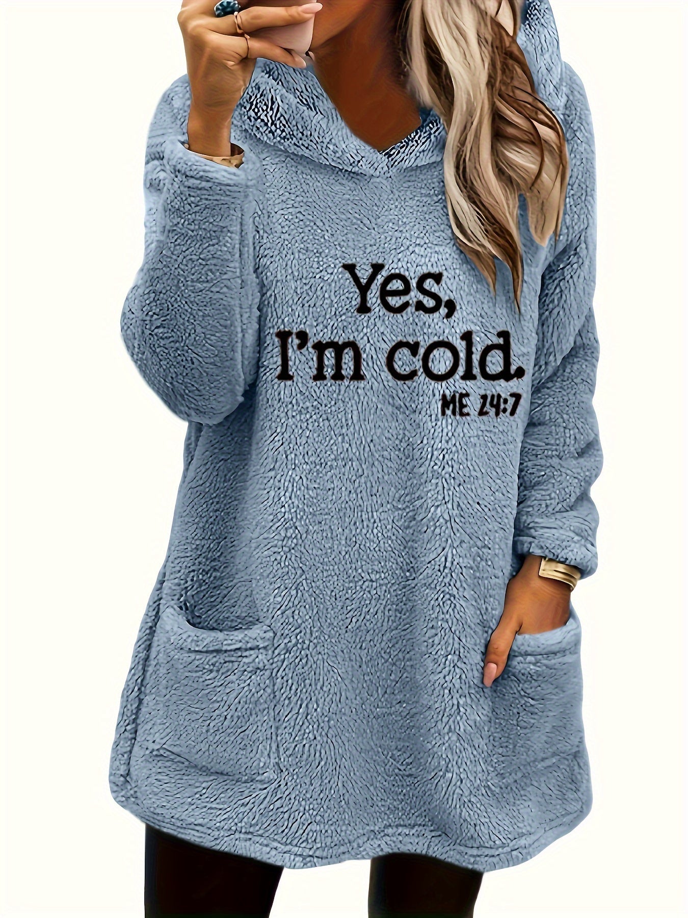 Krohn-e | Langer Hoodie mit Print Fleece Wärme und Komfort