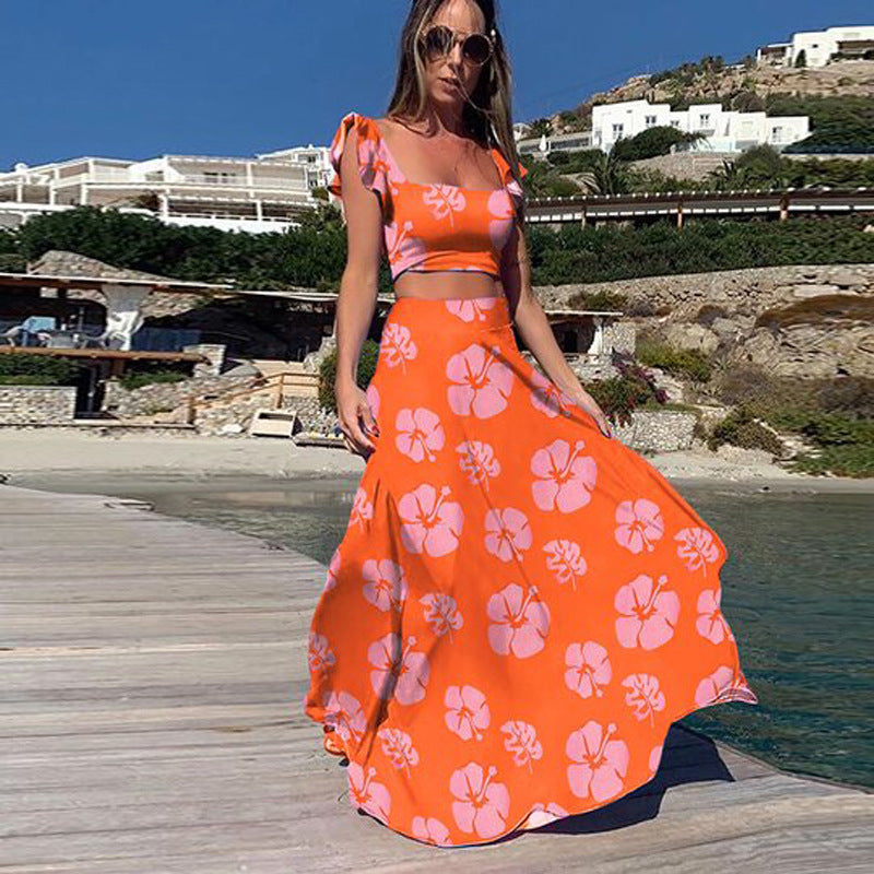 Damen Elegantes Maxikleid mit fließendem Saum und verspieltem Blumenmuster Krohn-e