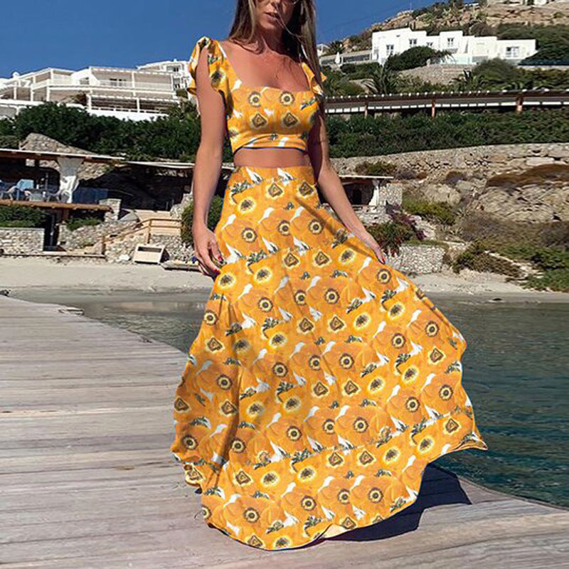 Damen Elegantes Maxikleid mit fließendem Saum und verspieltem Blumenmuster Krohn-e