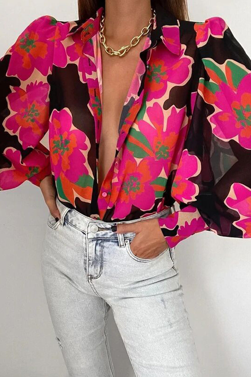 Damenbluse Karla mit Blumenkragen