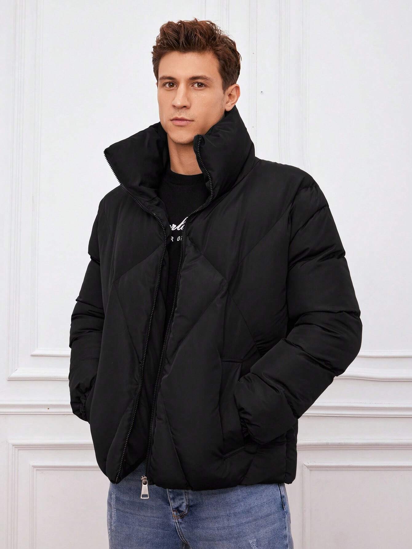 Krohn-e | Gepolsterte Jacke mit Hohem Kragen Reißverschluss Warm und Modern