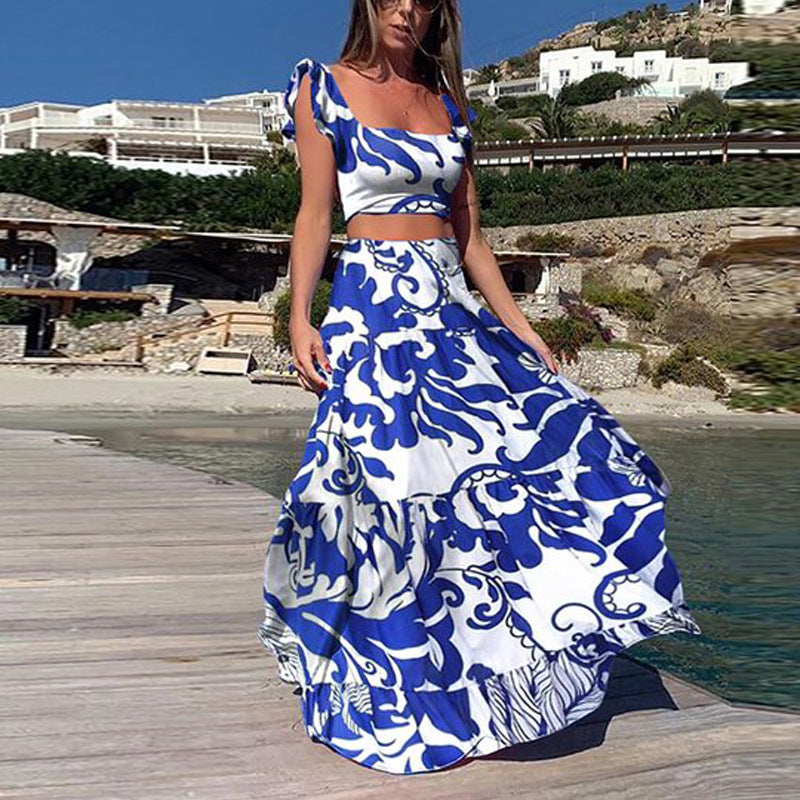 Damen Elegantes Maxikleid mit fließendem Saum und verspieltem Blumenmuster Krohn-e
