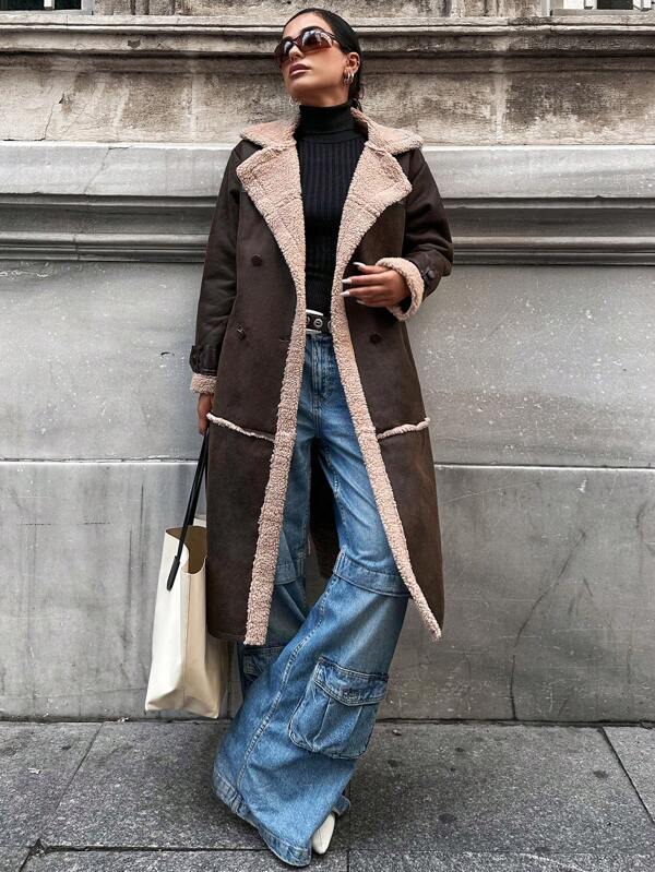 Krohn-e | Plüschgefütterter Langer Shearling-Mantel
