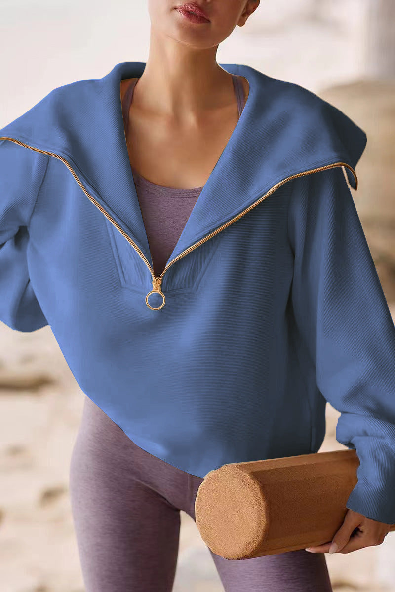 Krohn-e | Half-zip Bluse Baumwolle Modern, Komfortabel