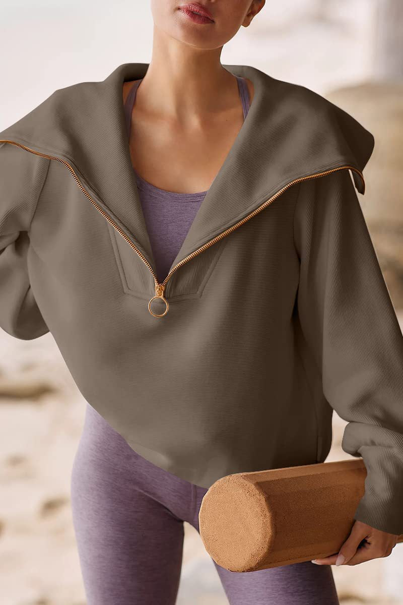 Krohn-e | Half-zip Bluse Baumwolle Modern, Komfortabel