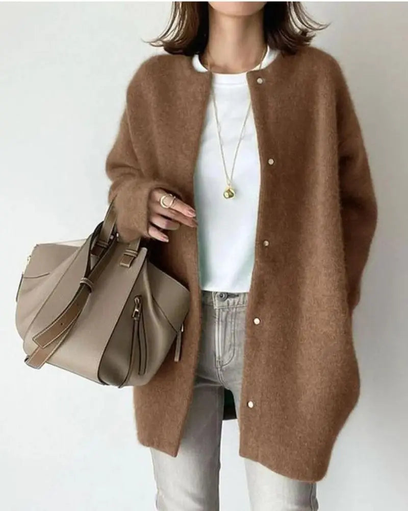 Krohn-e | Damen Cardigan Aus Wolle und Mohair Chic und Bequem
