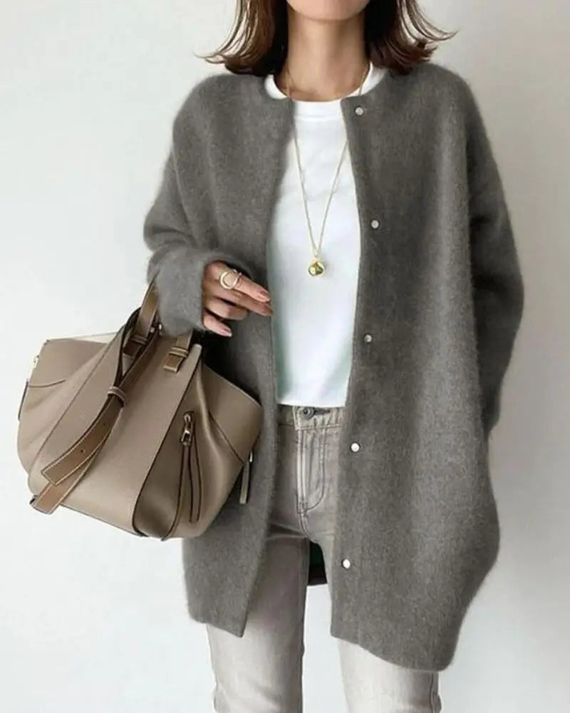 Krohn-e | Damen Cardigan Aus Wolle und Mohair Chic und Bequem