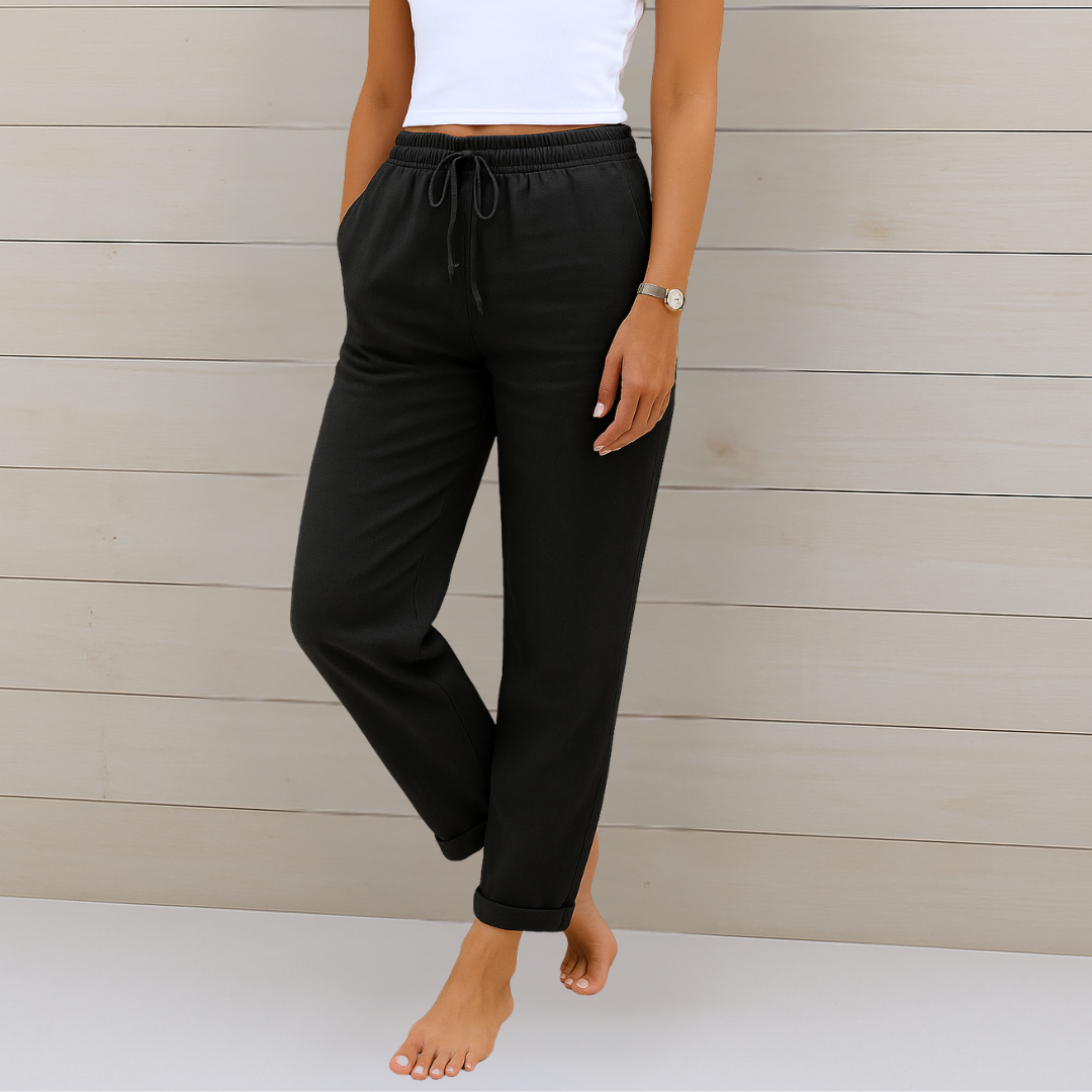 KROHN-E Damen Hose Atmungsaktiv Elastikbund Relaxed-Fit