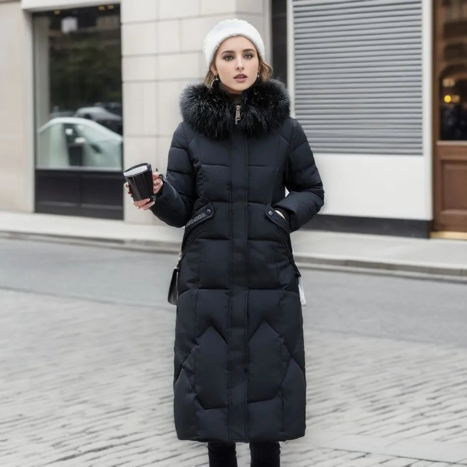 Krohn-e | Lange gesteppte Jacke mit Kapuze Isolde