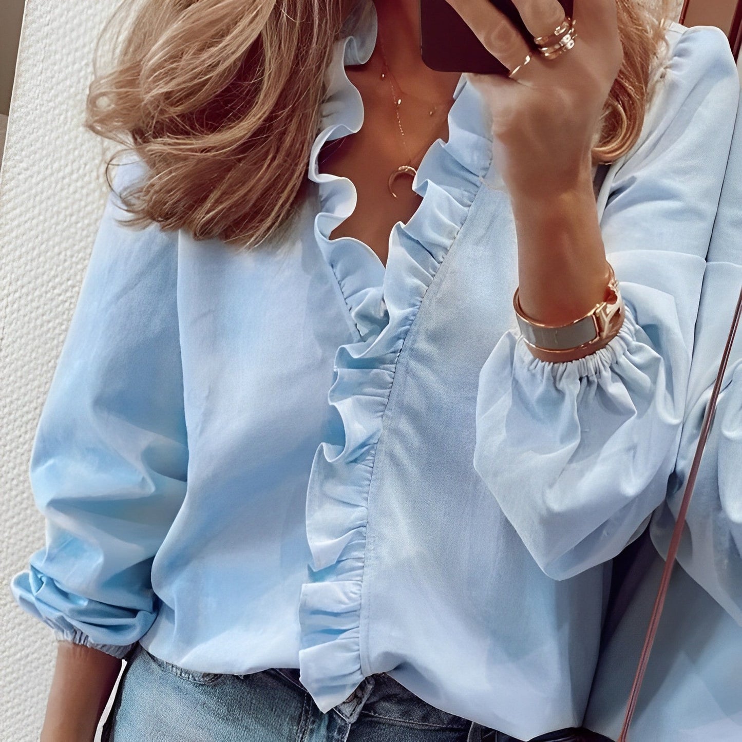 Thaddeus Blouse with Ruffled Collar