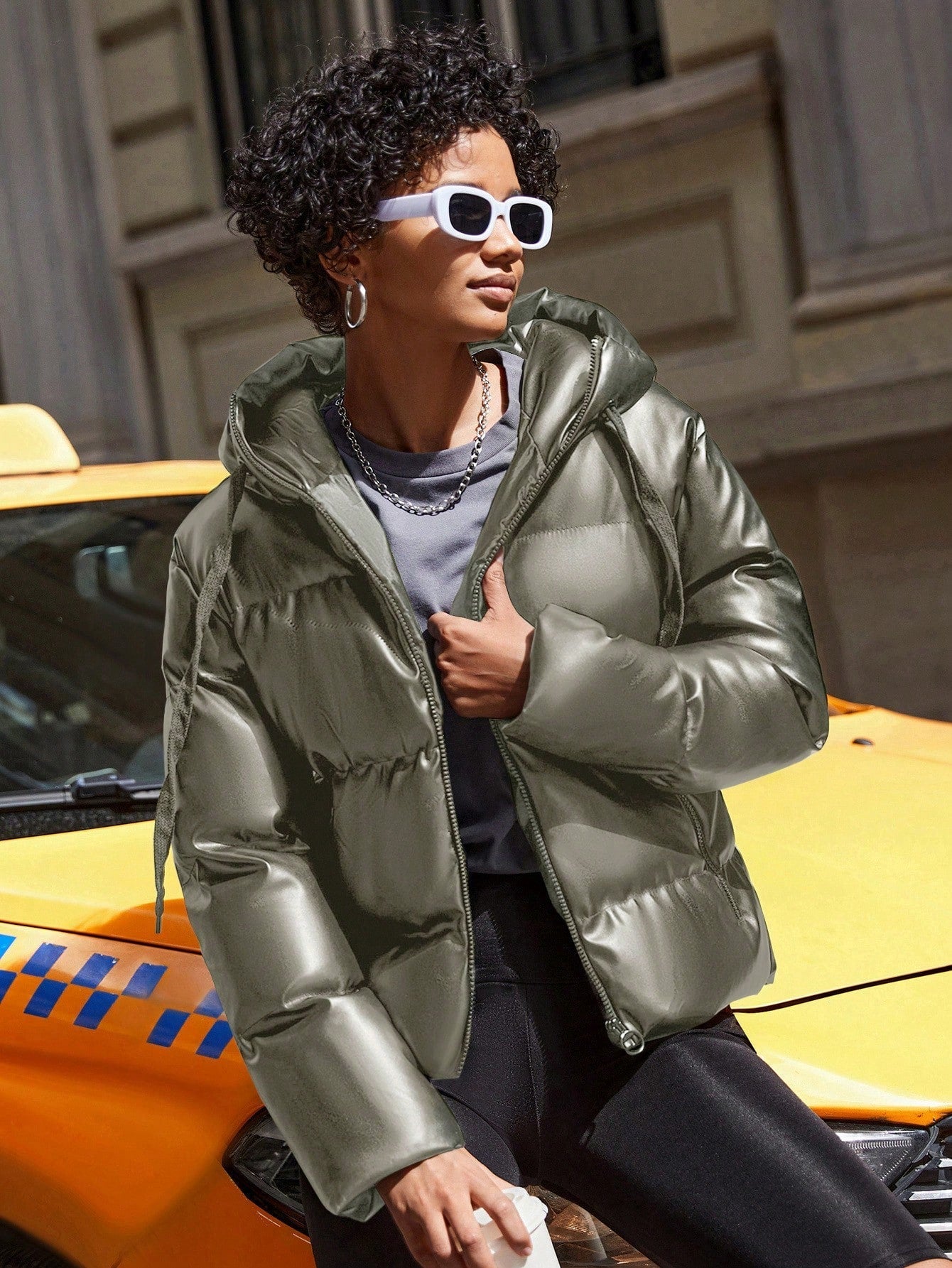 Krohn-e | Damen Puffy Jacke mit Kapuze