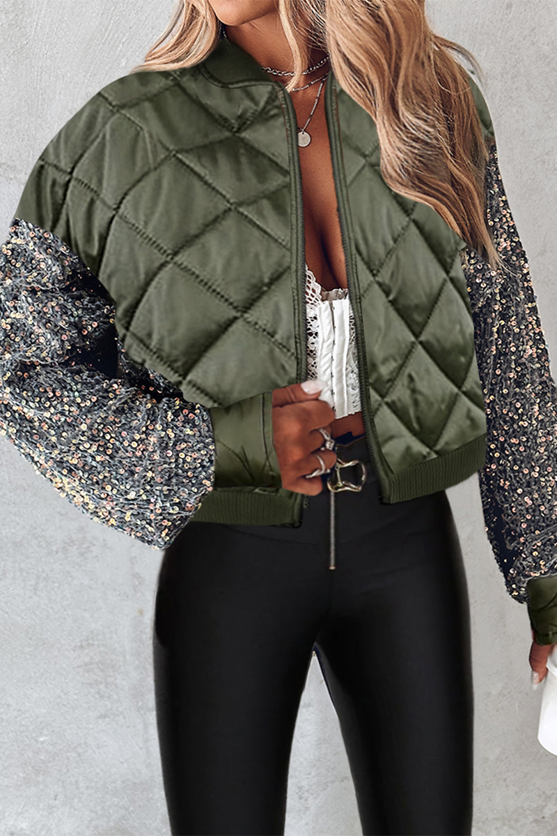 Krohn-e | Kurze gesteppte Jacke mit Pailletten für Frauen