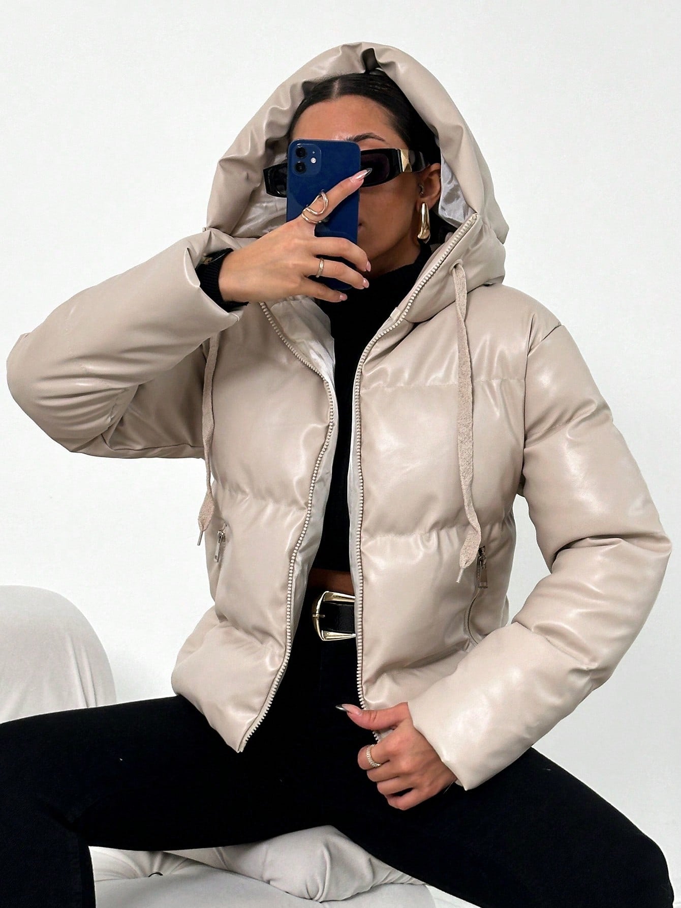 Krohn-e | Damen Puffy Jacke mit Kapuze