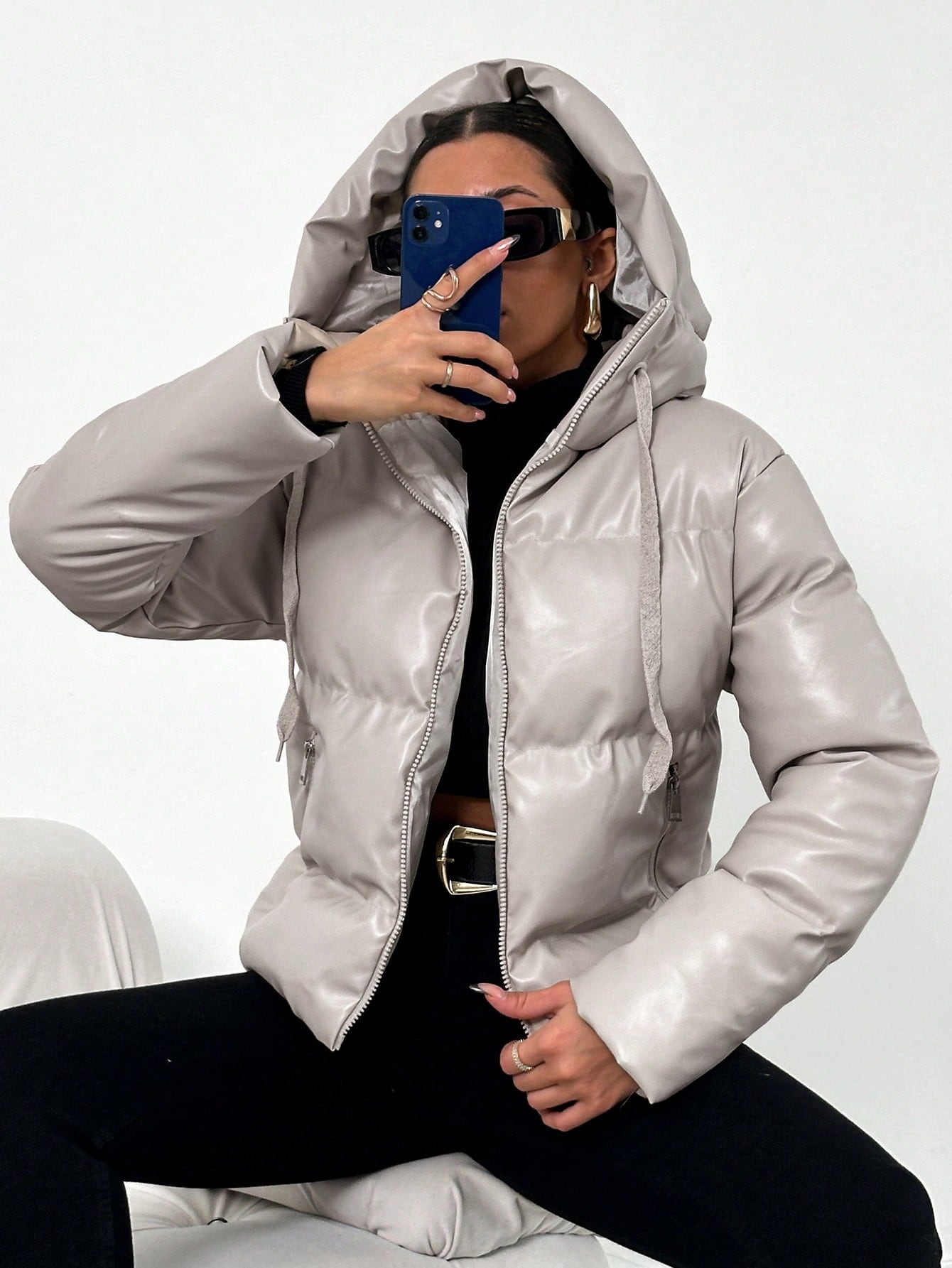 Krohn-e | Damen Puffy Jacke mit Kapuze