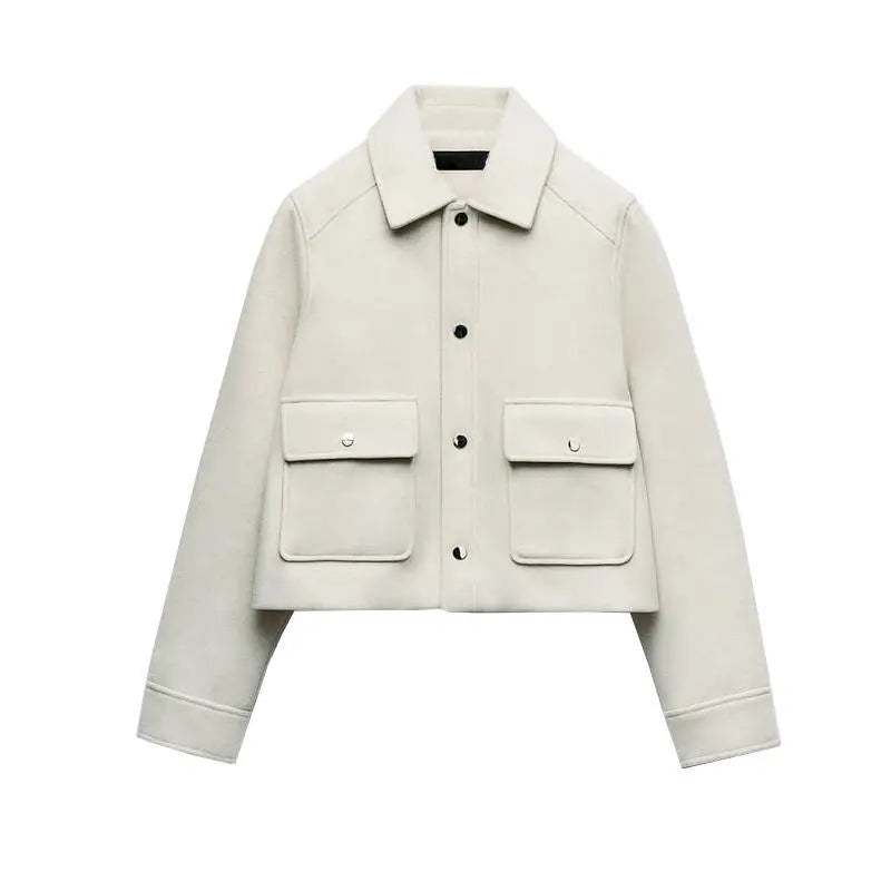 Krohn-e | Lässige Herbstjacke für Damen mit Klappe und Taschen
