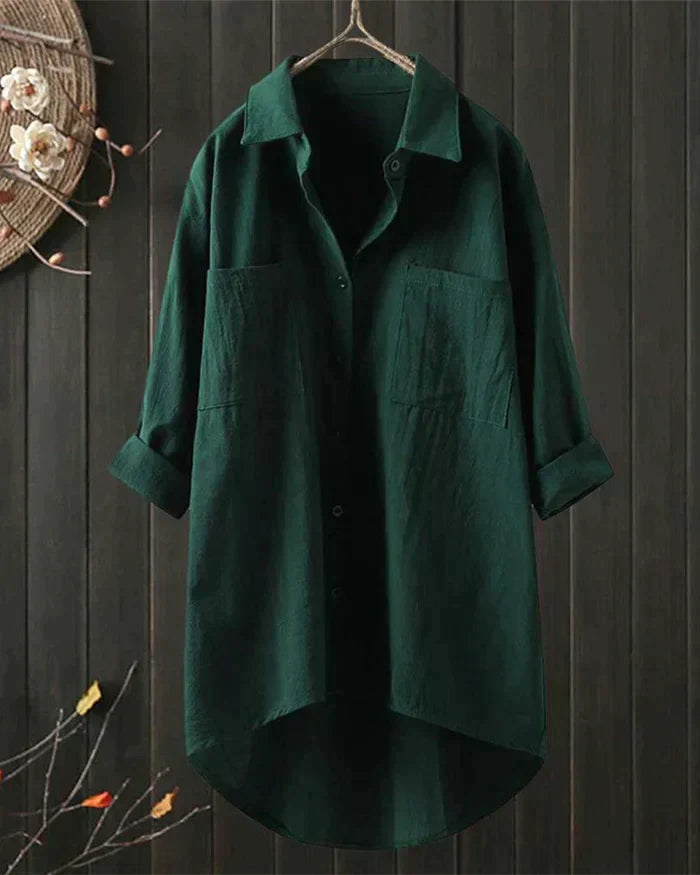 Einfache, langärmelige, locker sitzende Bluse Nora