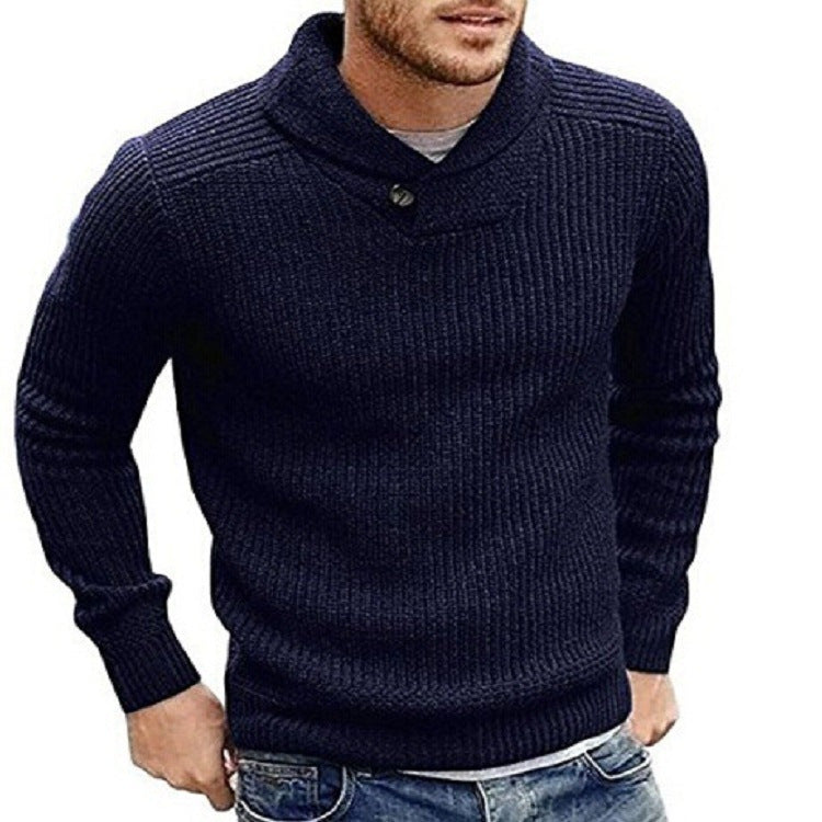 Herren Strickpullover mit Schalkragen und Knopfdetail Krohn-e