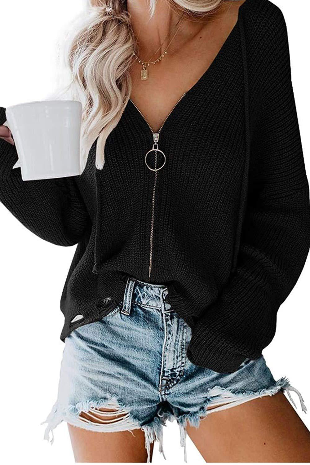 Damen Lässiger Pullover mit modernem Reißverschluss und weitem Schnitt Krohn-e