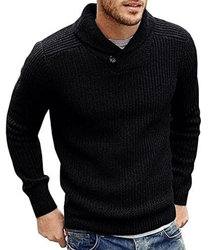 Herren Grobstrick Rollkragenpullover mit Knopfdetails Krohn-e