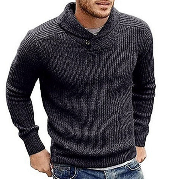 Herren Grobstrick Rollkragenpullover mit Knopfdetails Krohn-e