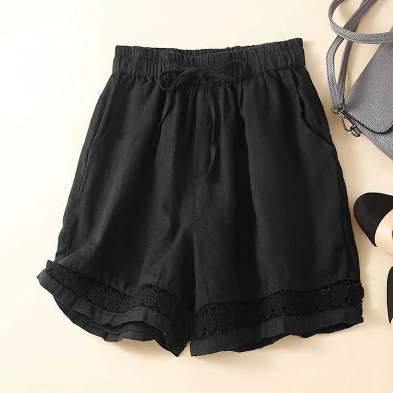 KROHN-E Damen Shorts Blumenmuster Elastikbund Sommer