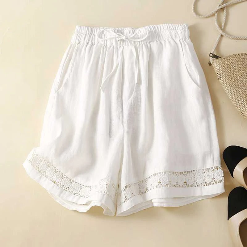 KROHN-E Damen Shorts Blumenmuster Elastikbund