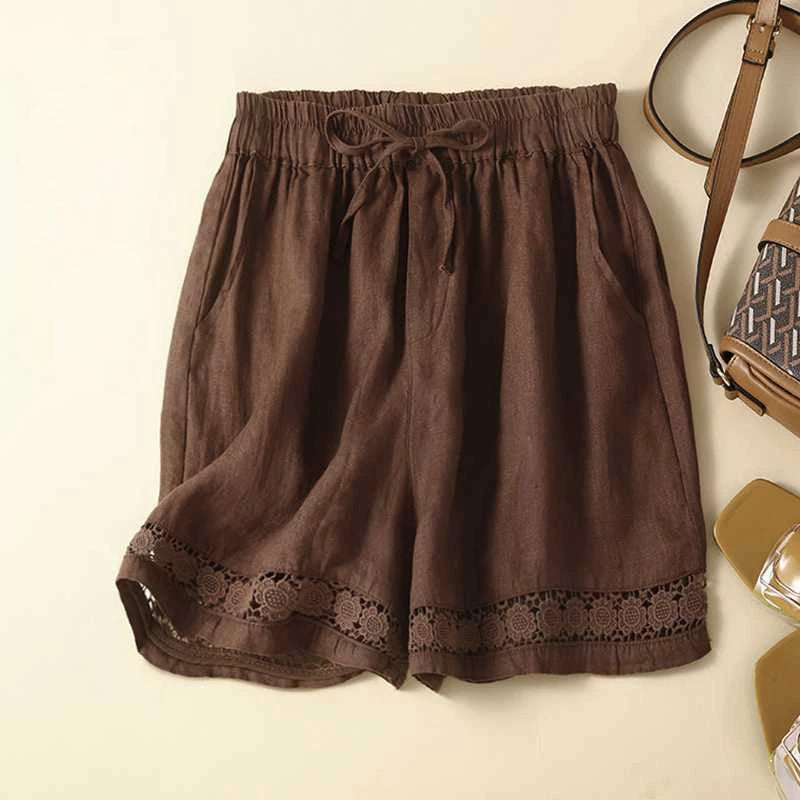 KROHN-E Damen Shorts Blumenmuster Elastikbund Sommer