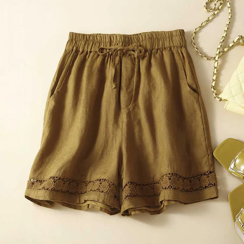 KROHN-E Damen Shorts Blumenmuster Elastikbund Sommer
