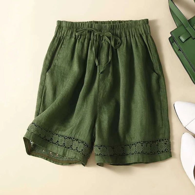 KROHN-E Damen Shorts Blumenmuster Elastikbund Sommer
