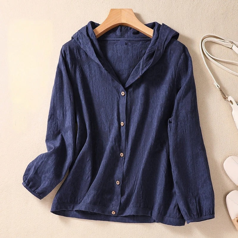 KROHN-E Damen Hoodie-Shirt entspannt weich Kapuze lässig Sommer