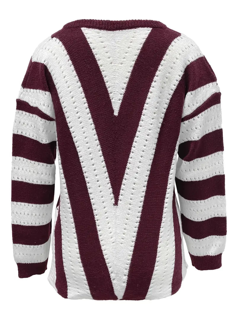 Grace: Gestreifter Pullover mit V-Ausschnitt