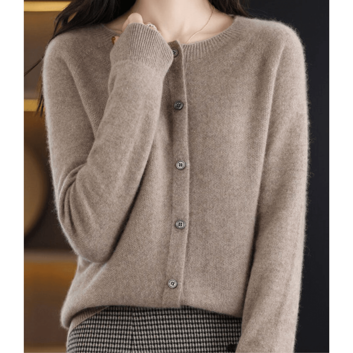Krohn-e | Damen Feinstrickjacke Mit Rundhalsausschnitt