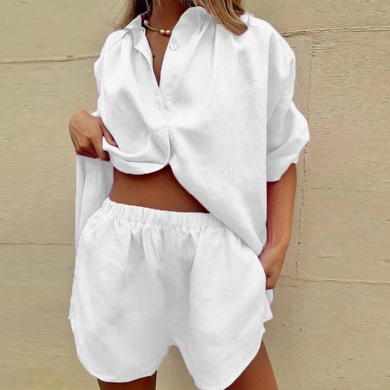 Damen Sommer Strandmode Set: Dalina Shorts und Bluse