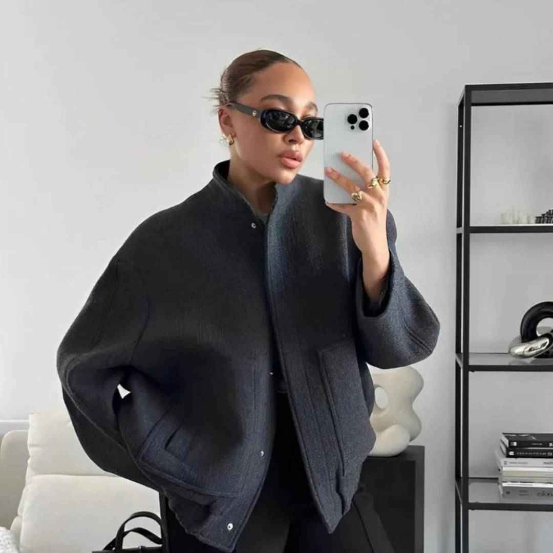 Modische Damen Bomberjacke, warm gefüttert