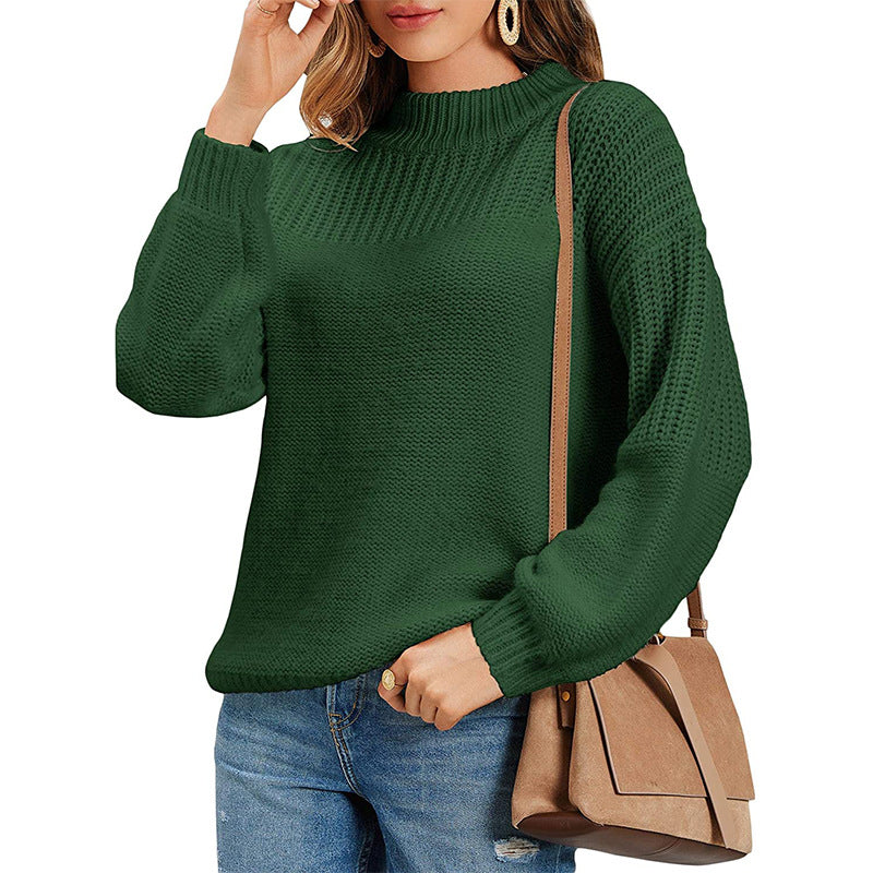 Damen Strickpullover mit halbem Rollkragen und luftiger Maschenstruktur Krohn-e