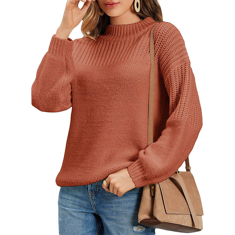 Damen Strickpullover mit halbem Rollkragen und luftiger Maschenstruktur Krohn-e