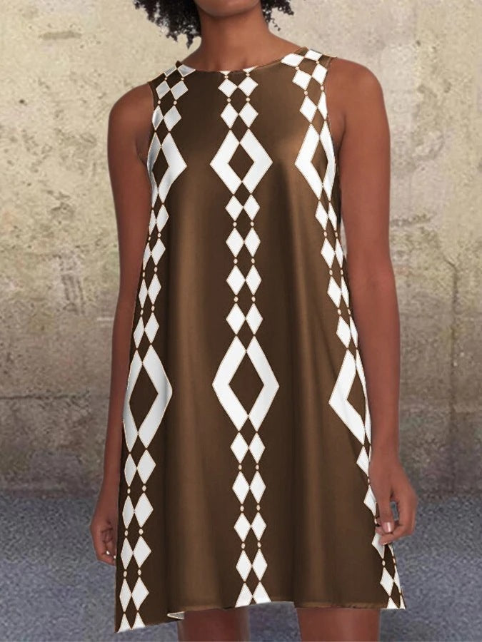 Fudus Elegante Ärmelloses A-Linien-Midi-Rock mit Druck