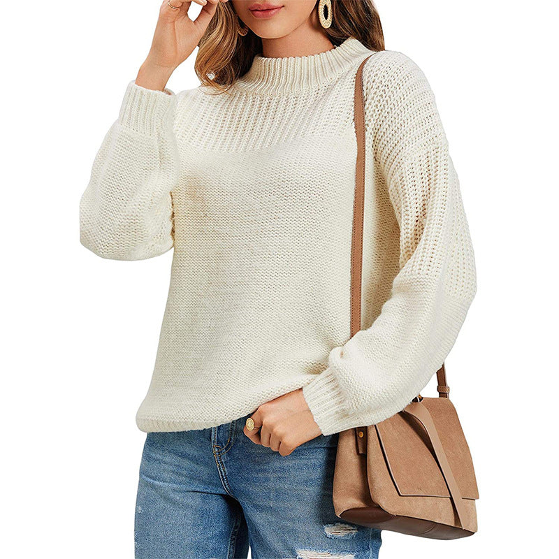 Damen Strickpullover mit halbem Rollkragen und luftiger Maschenstruktur Krohn-e