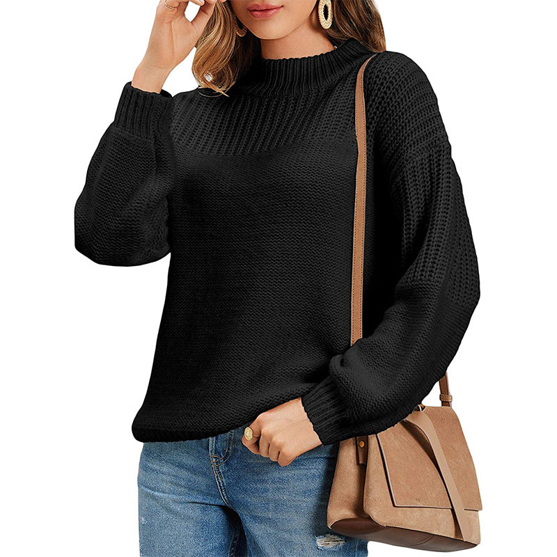 Damen Strickpullover mit halbem Rollkragen und luftiger Maschenstruktur Krohn-e