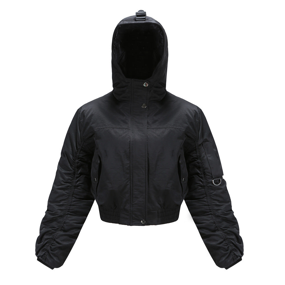 Damen cropped Outdoor-Jacke mit verstellbarem Kapuzenkragen und elastischen Bündchen Krohn-e