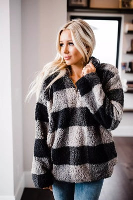 Damen Fleece Pullover mit Karomuster Krohn-e