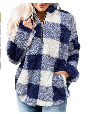 Damen Fleece Pullover mit Karomuster Krohn-e